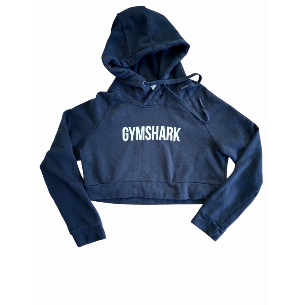 Gymshark Cropped Hoodie Women's Medium Black Pullover Logo Activewear